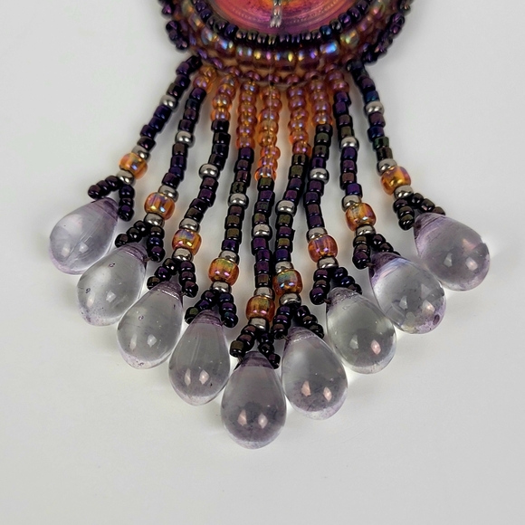 Vtg Dragonfly Earrings~Dangle Beaded~Teardrop~Leather Back~Handmade~Southwestern - Picture 5 of 14